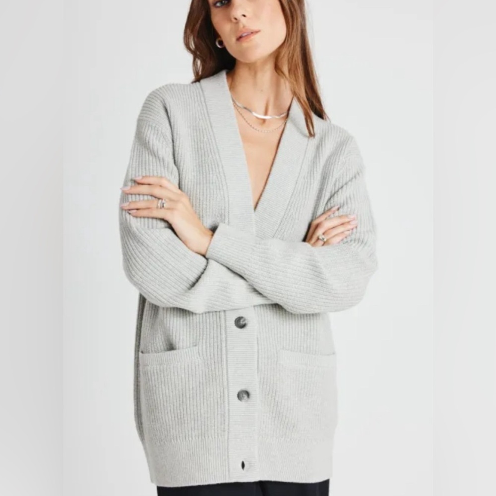 Kit and Ace Weekend Merino Cardigan, Earl Grey, Size XS -  NWT
